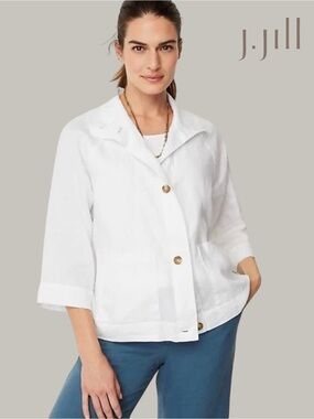 NWOT J. Jill Pure Linen Button Front Jacket
